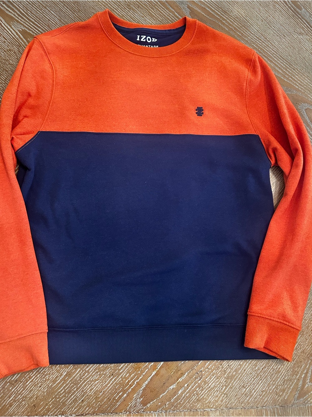 Izod Orange and Navy Two-Tone Crewneck Sweater